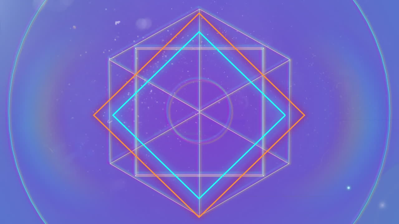 animación de formas geométricas con fondo azul