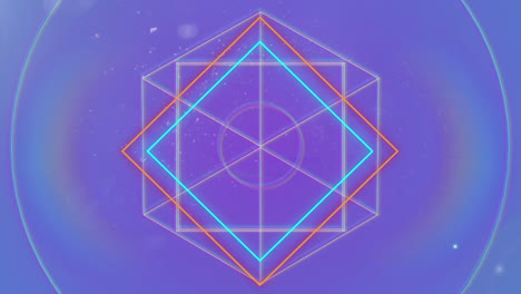 animation of geometric shapes in blue background