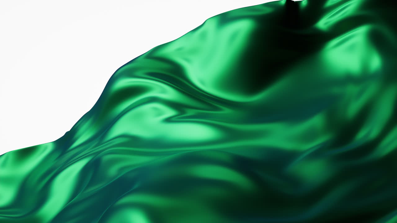 fondo de tela verde que fluye, renderización en 3d.