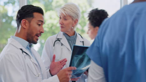 x ray, consulting and teamwork of doctors
