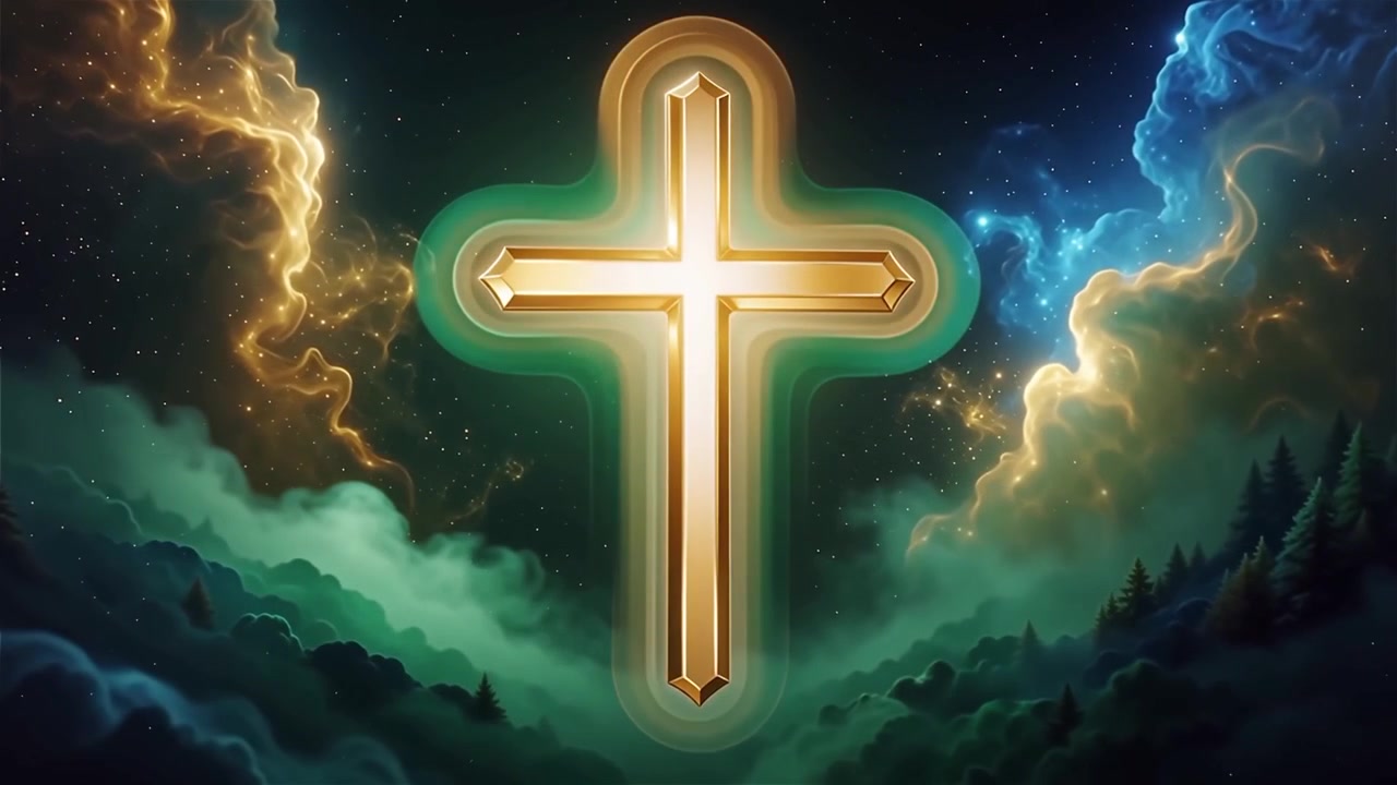 Christian Cross Heavenly Light Worship Background