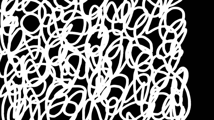 Dynamic White Hand-Drawn Scribble Animation on Black Background