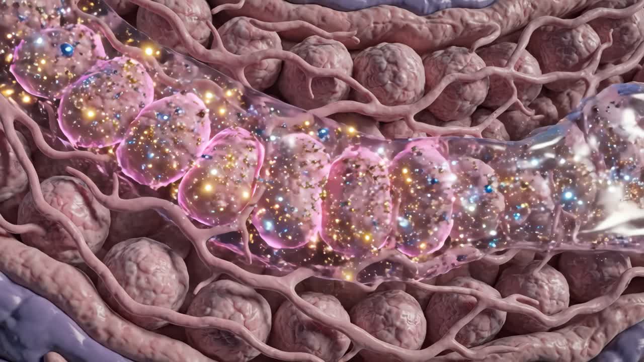 Microscopic View of Cells and Blood Vessels