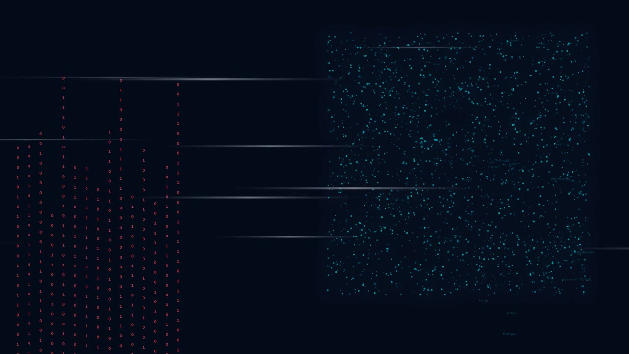 Digital Data Transfer Visualization with Binary Code and Particle Field