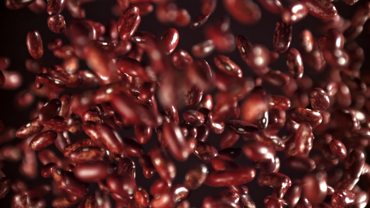 Red Kidney Beans Falling in Super Slow Motion