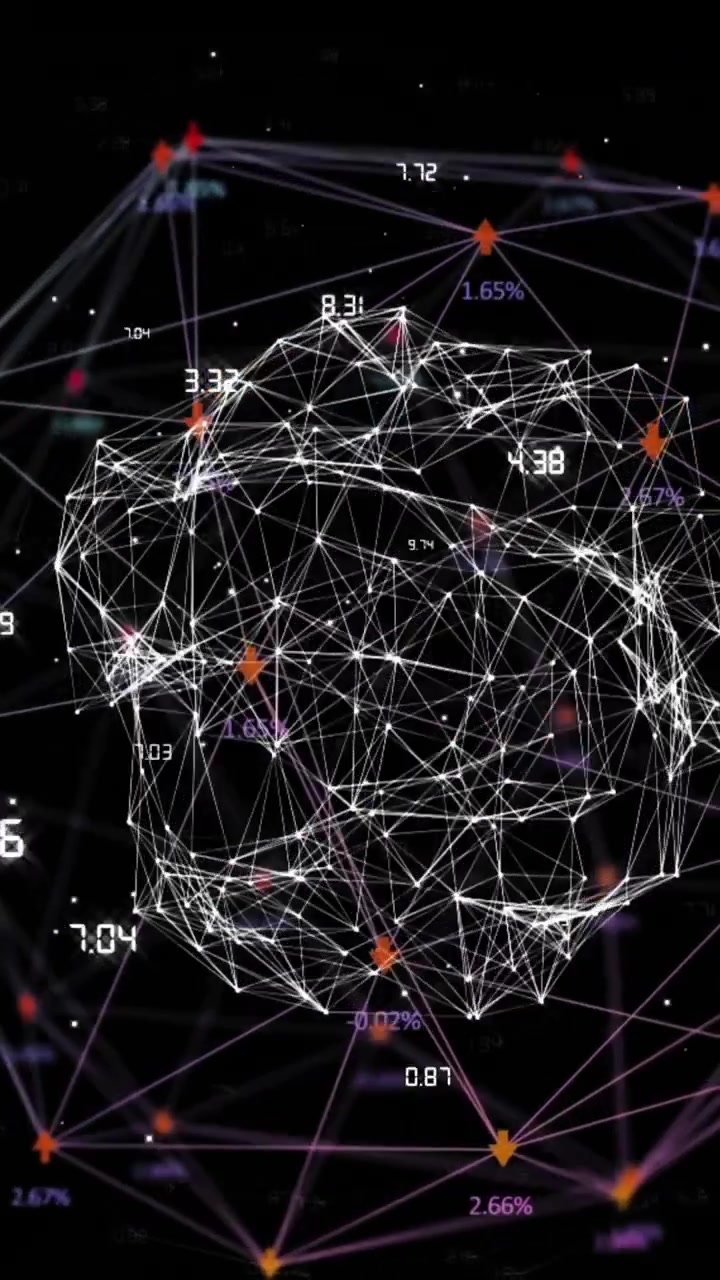 Animation of globe of network of connections spinning against black background
