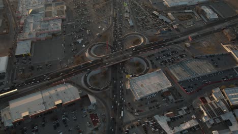 high angle drone clip shows complex road network at dusk in cuernavaca