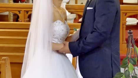 shot of bride - groom with wedding flower