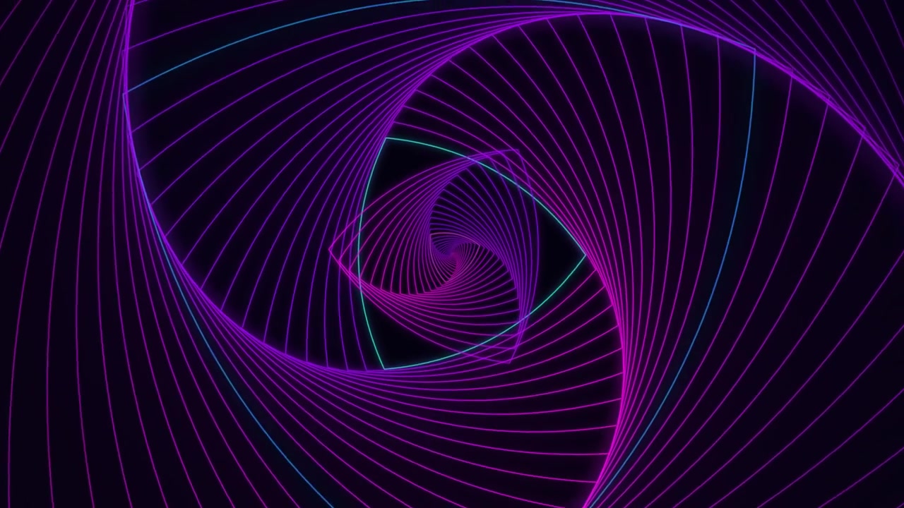 Abstract Neon Purple and Green Geometric Spiral Tunnel