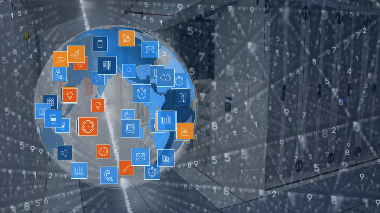 iconos de globos y aplicaciones digitales