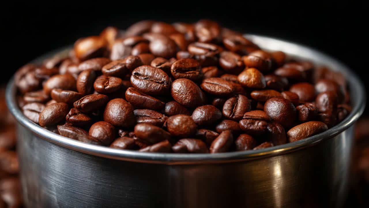 Granos de café en un tazón