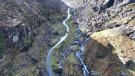 gap of dunloo 2 - county kerry, killarney national park - stabilized droneview in 4k