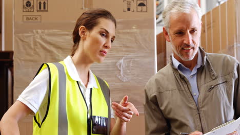 warehouse workers working together