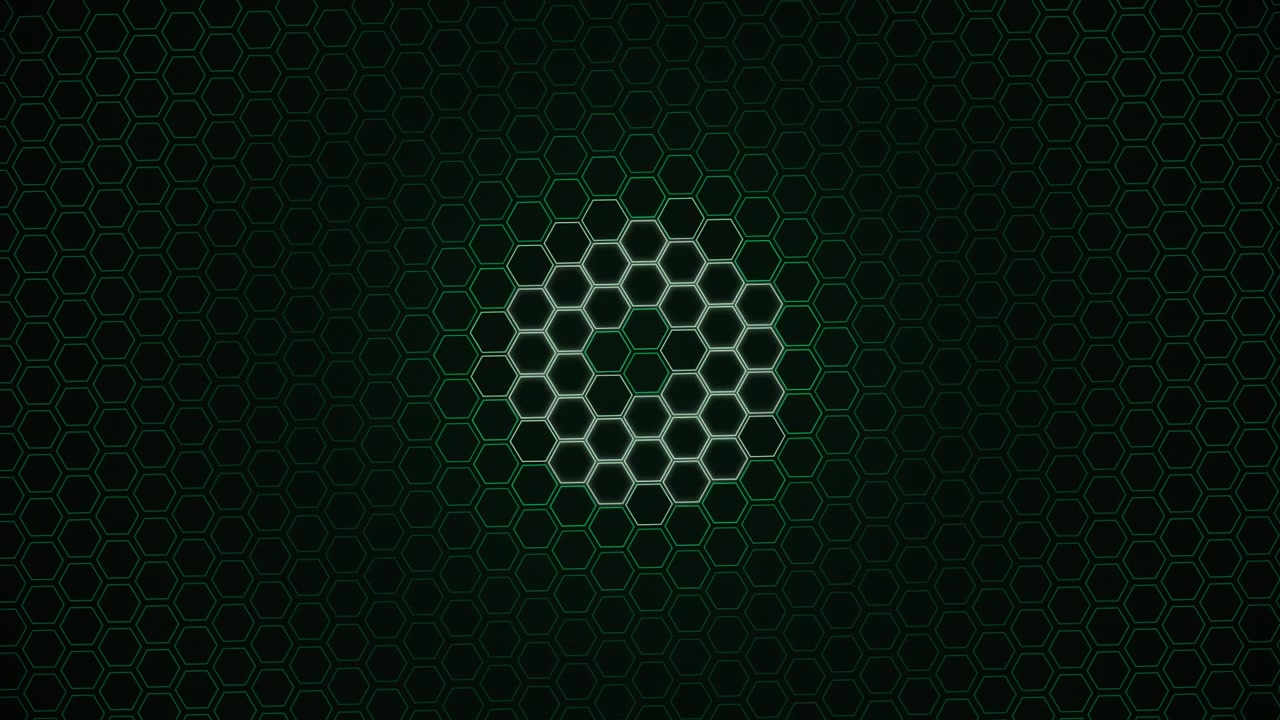 Abstract Green Hexagonal Grid Pattern Expanding and Contracting