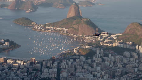 view of helicopter flight over rio de janeiro city, brazil