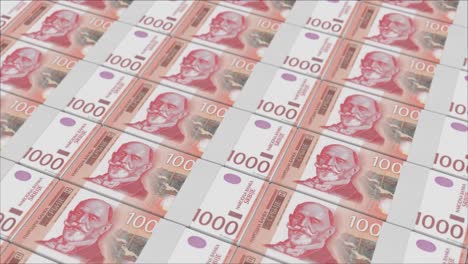 Billetes-De-1000-Dinares-Serbios-Impresos-Por-Una-Prensa-Monetaria