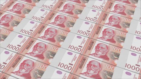 1000 serbian dinar banknotes printed by a money press