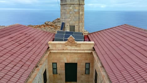 Spanish-lighthouse-Punta-Nati-in-the-North-of-Menorca,-Spain