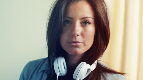 Sad-teenager-girl-portrait-sultry-and-sensual-alone-at-home