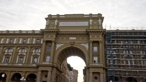 time-lapse of a grand european square's building renovation