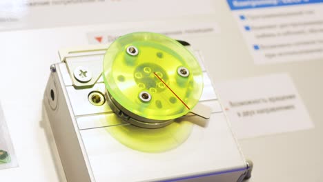 close-up of a scientific instrument or component.