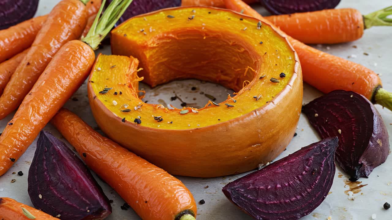Delicious Roasted Carrots, Pumpkin, and Beets