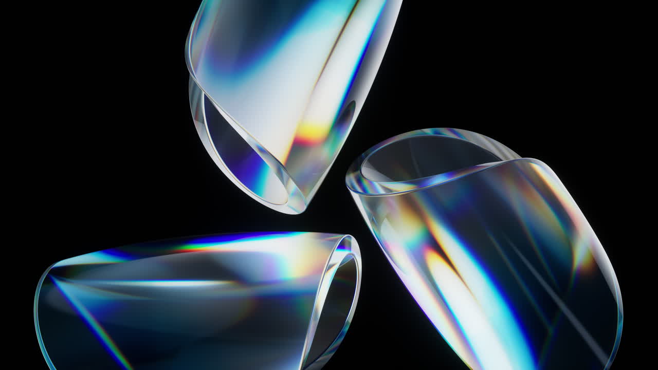 Colorful curve glass with dispersion, 3d rendering.