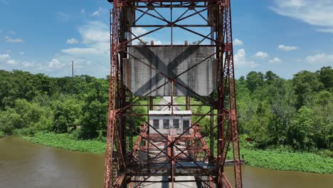 aerial view of closed drawbridge between louisiana and mississippi