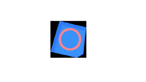 fondo azul con círculo rosado
