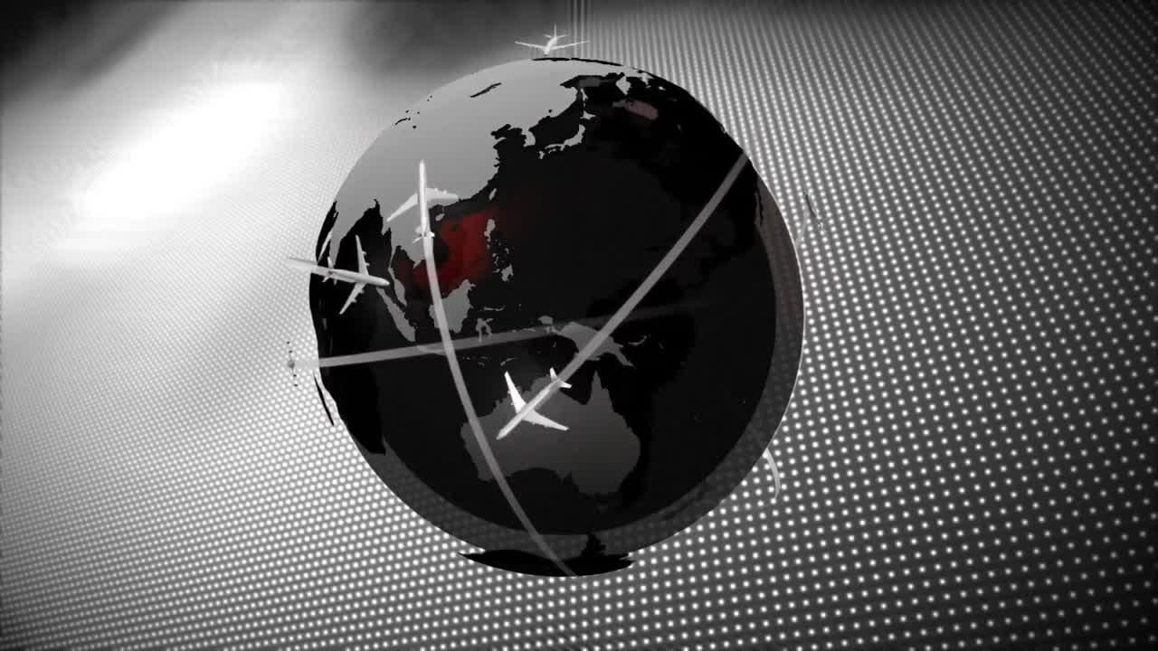 avión volando alrededor de la tierra en fondo de textura 4k