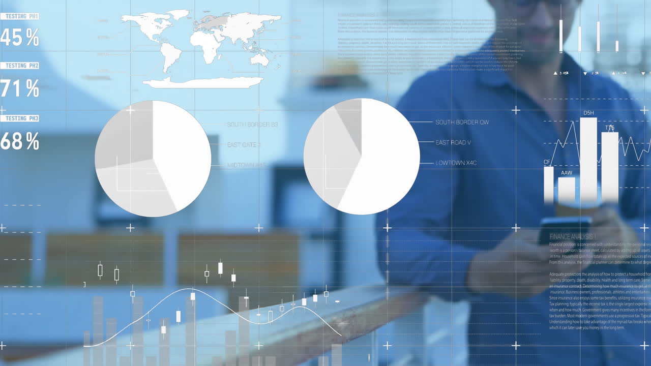 animación de estadísticas y procesamiento de datos sobre el hombre utilizando un teléfono inteligente