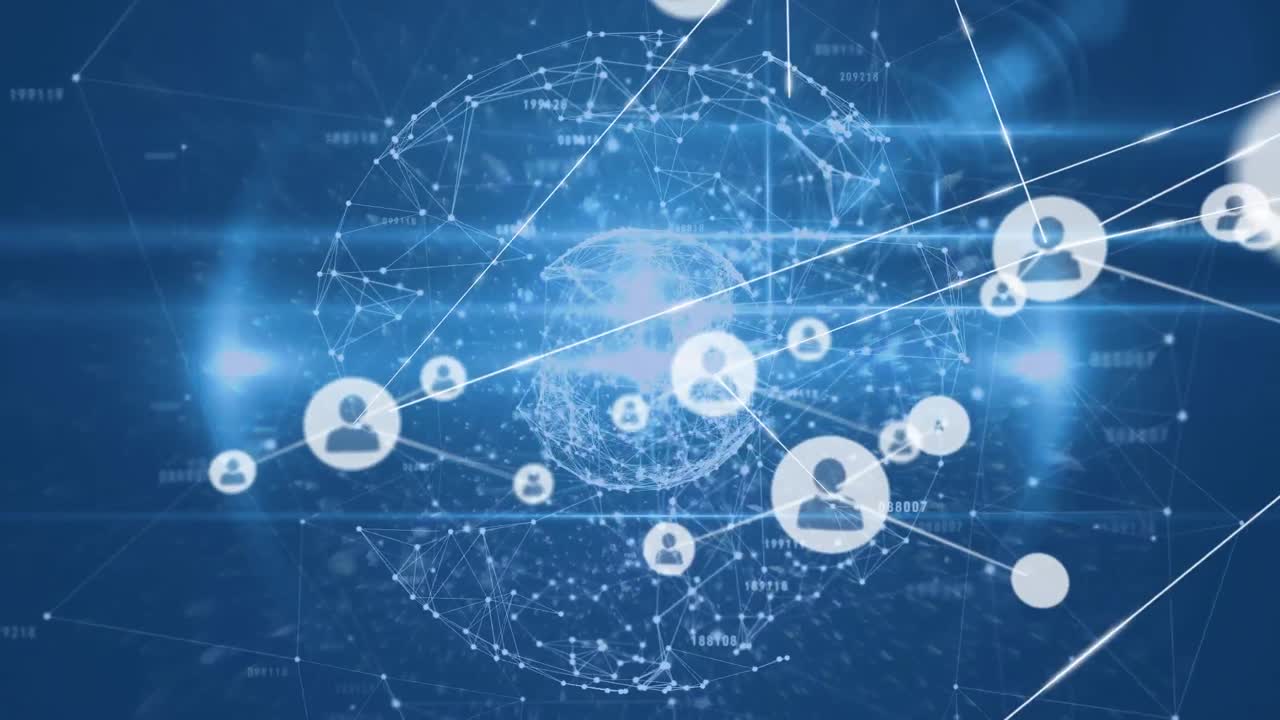 전 세계 사람들과의 연결 네트워크의 애니메이션 아이콘