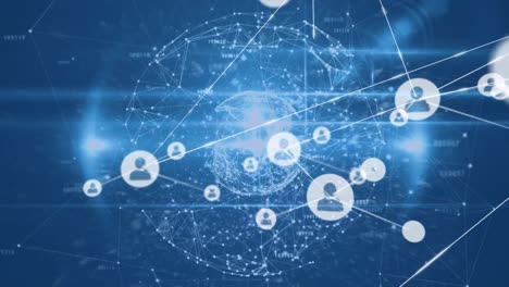 animatie van het netwerk van verbindingen met mensen iconen over de hele wereld