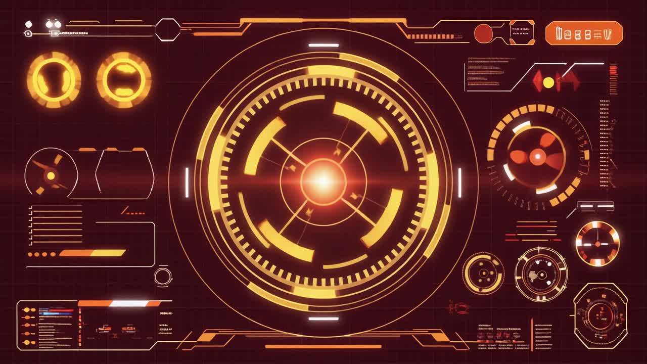 Interfaccia HUD digitale futuristica con elementi luminosi