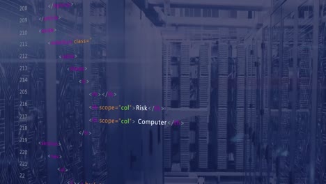 Animation-of-computer-language-and-circuit-board-pattern-over-data-server-system-in-server-room