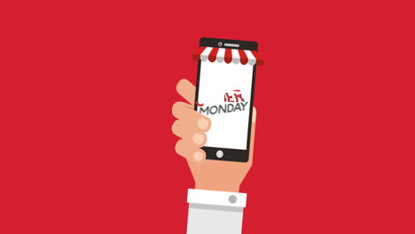 cyber monday animation with smartphone