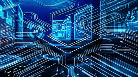 abstract futuristic circuit board and microchip