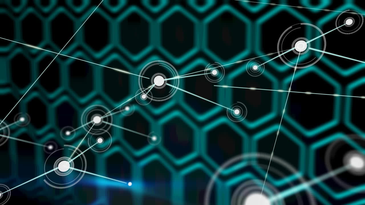 검은색 배경에 연결 네트워크의 애니메이션