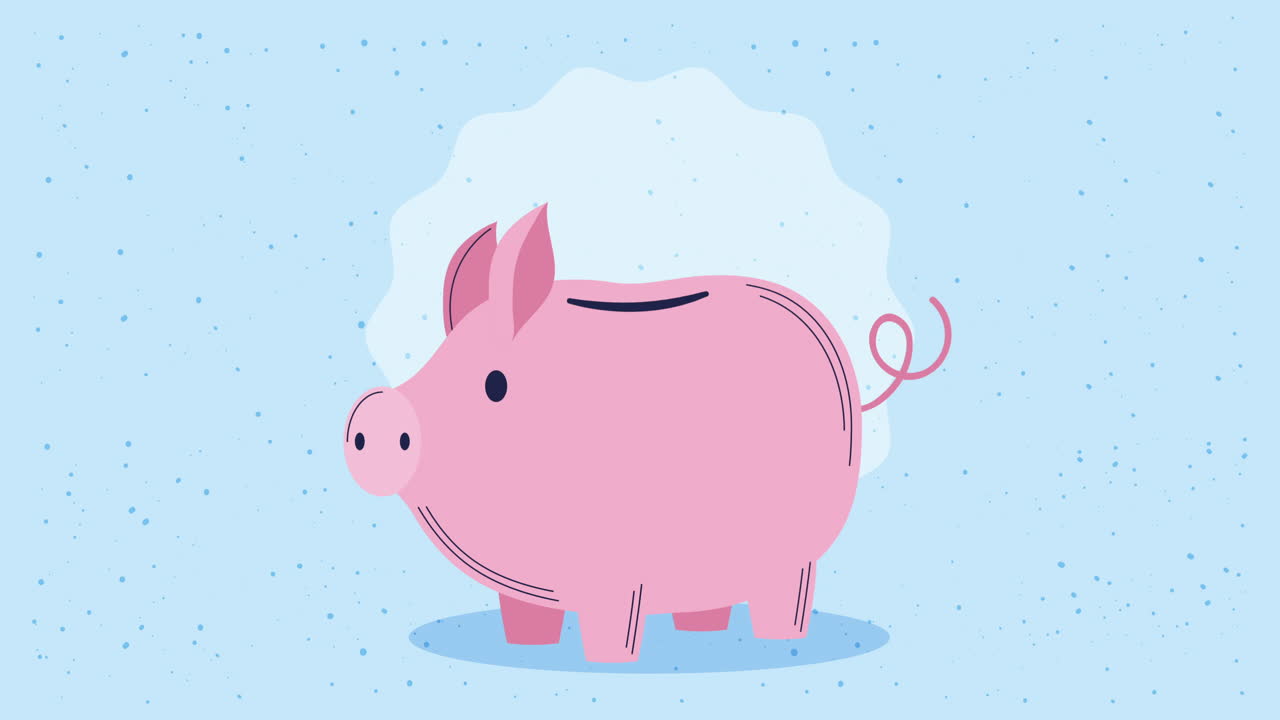 piggy savings with money animation
