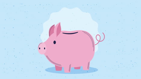 ahorros de cerdos con animación de dinero