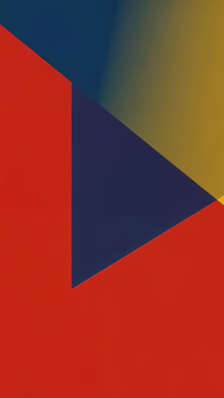 Vertical video: Sliding navy triangle rotating on portrait screen, overlapping red teal yellow cyan