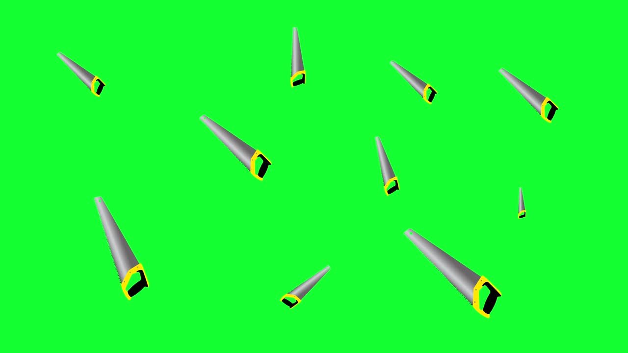 드 도구가 녹색 화면에 떨어지는 애니메이션 크로마 키, 그래픽 요소, 원활한 루프