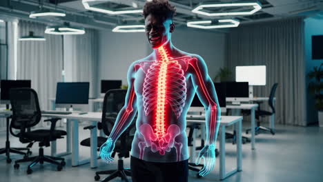 man with back pain in office