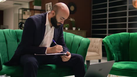 business investor calculating funds