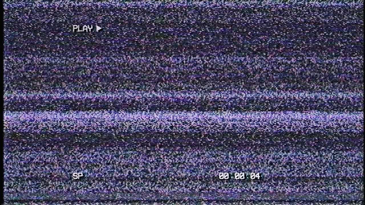 Statico VHS retrò con indicatore di riproduzione e timecode