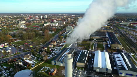 Humo-De-Contaminación-Del-Aire-Que-Sale-De-La-Fábrica,-Problema-De-Peligro-Ambiental,-Calentamiento-Global-Debido-Al-Smog-De-Las-Plantas.