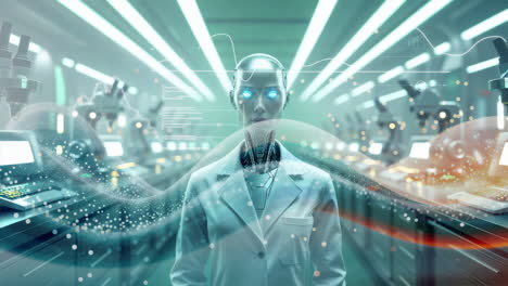 ai robot in a futuristic science laboratory