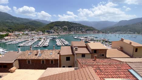 beautiful port de soller panoramic view on majorca island at summer