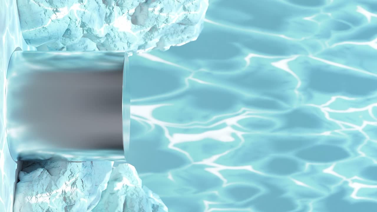 수직으로 있는 바위들 사이의 전기 파란색 에너지