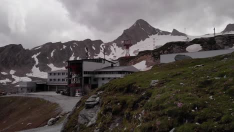 kitzsteinhorn alpine center with snowy mountains at background in kaprun, austria